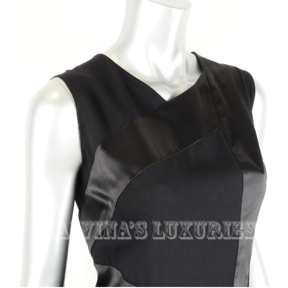 NARCISO RODRIGUEZ DRESS BLACK WOOL & SILK PANELED DESIGN sz IT 42 US 6 - Picture 3 of 8
